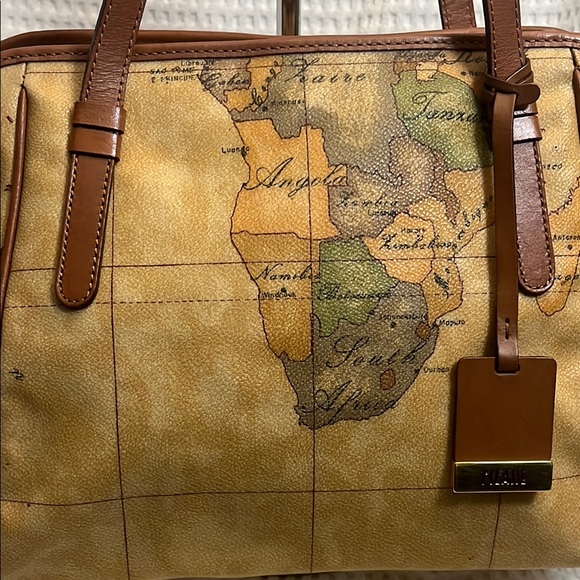 Alviero Martini Tan Map Print Women's Bag - Picture 8 of 15